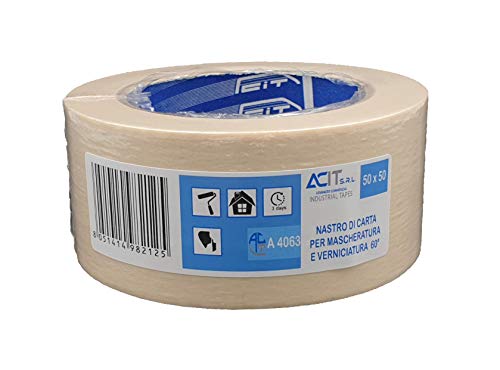 ACIT Kreppband Classic Beige, Universal-Abklebeband, Premium Malerkrepp, Klebeband für Malerarbeiten (50 mm) von ACIT