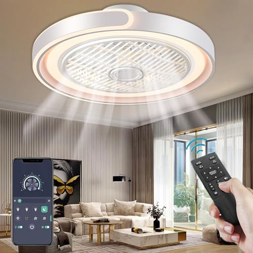 ACJK Deckenventilator mit Beleuchtung und Fernbedienung – 70W/7000lm dimmbare LED, 6 Geschwindigkeitsstufen + Timer, App-Steuerung, 35dB leise für Wohnzimmer/Schlafzimmer/Esszimmer von ACJK