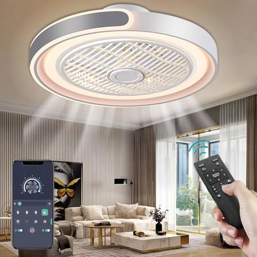 ACJK Lampe mit Ventilator und Fernbedienung – 70W/7000lm dimmbare LED, 6 Geschwindigkeitsstufen + Timer, App-Steuerung, 35dB leise für Wohnzimmer/Schlafzimmer/Esszimmer von ACJK
