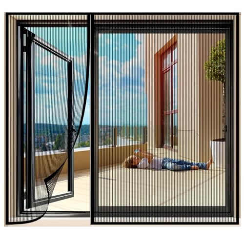 185x230cm Fliegengitter BalkonFenster,Schwarz Magnetische FliegengitterFenster,Magnet Fliegengitter Fenster Insektenschutz,selbstversiegelnde NetzgitterFenster mit Magneten von ACJSDGL