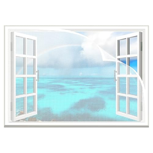 Fliegengitter Fenster, Weiß 165x165cmfür Küche Wohnzimmer SchiebefensterAbwaschbar Fliegengitter für Fenster mit Pollenschutz, Ohne Bohren Fliegengitter Fenster, Weiß 165x165cmfür Küche Wohnzimmer SchiebefensterAbwaschbar Fliegengitter für Fenster mit Pollenschutz, Ohne Bohren von ACJSDGL