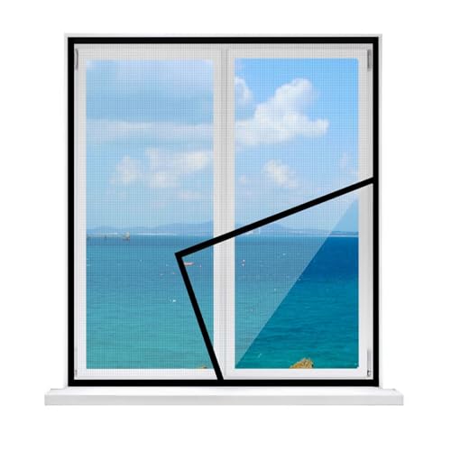 Fliegengitter Fenster，80x140cm Zusammenklappbar MüCkengitter Fenster,Selbstklebend Klebeband,Für Terrassenfenster Küche Schiebefenster Schwarz von ACJSDGL