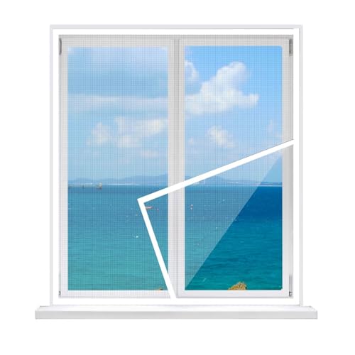 Fliegengitter FüR Fenster，70x100cm Einfache Klebemontage Fliegengitter Fenster Insektenschutz,Selbstklebend Klebeband,Für Balkonfenster Terrassenfenster Flurfenster Weiß von ACJSDGL
