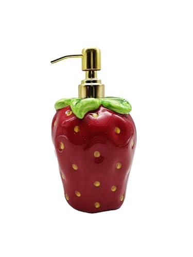 Toskana Strawberry geformte Keramik, handbemalt Kollektion von ACK Soap Dispenser von ACK