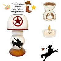 Keramik Teelicht Kerzenhalter - Handbemalt Texas Cowboy von ACKCompany