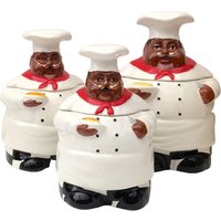 Koch Figur Kanister 3Er-Set - Handbemalte Keramik Küchen Vorratsdosen Mit Deckeln, Lustige Thekenaufbewahrung & Geschenk Für Köche von ACKCompany