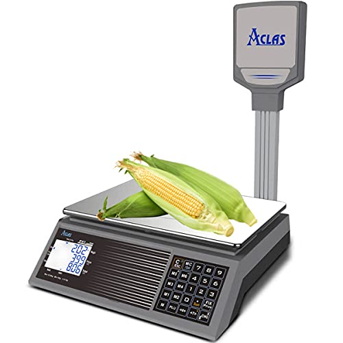ACLAS Marktwaage Waage mit Stange 30kg Kontrollwaage Geeichte Ladenwaage - mit Dual LCD-Display Industrie Preiswaage Digitale f?¡ì1r Lebensmittel, Fleisch, Feinkost, Obstmarkt von ACLAS