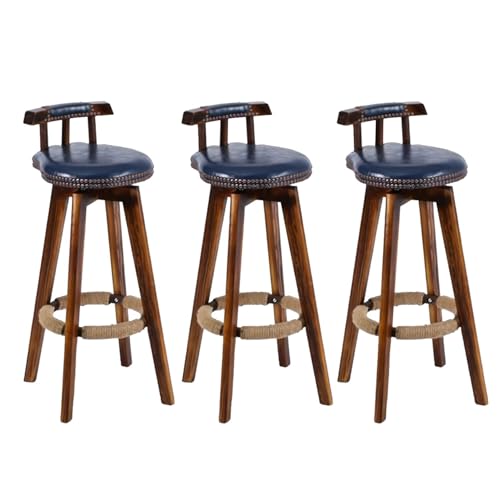 ACLFF Barhocker 2er Set, 360° Drehbarer Barstuhl aus Massivholz, Bistrohocker mit Rückenlehne, 73 cm Hoch, mit Fußstütze, aus Kunstleder, für Küche, Hausbar von ACLFF