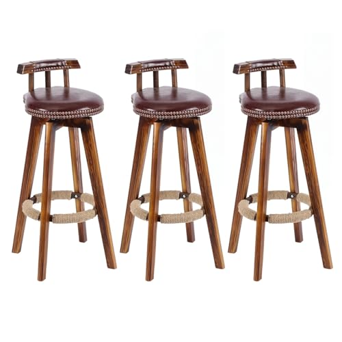 ACLFF Barhocker 2er Set, 360° Drehbarer Barstuhl aus Massivholz, Bistrohocker mit Rückenlehne, 73 cm Hoch, mit Fußstütze, aus Kunstleder, für Küche, Hausbar von ACLFF