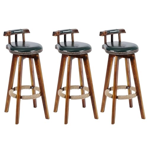 ACLFF Barhocker 2er Set, 360° Drehbarer Barstuhl aus Massivholz, Bistrohocker mit Rückenlehne, 73 cm Hoch, mit Fußstütze, aus Kunstleder, für Küche, Hausbar von ACLFF