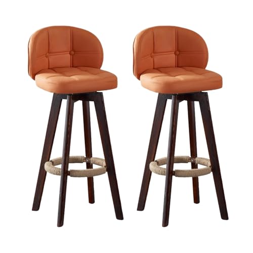 ACLFF Barhocker 2er Set, Drehbar Barstuhl mit Rückenlehne und Fußstütze, Küchenhocker mit Massivholzbeinen, Sitzhöhe 73 cm, Tragfähigkeit 180 kg, für die Küche, Esszimmer, Hausbar von ACLFF