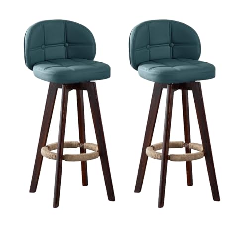 ACLFF Barhocker 2er Set, Drehbar Barstuhl mit Rückenlehne und Fußstütze, Küchenhocker mit Massivholzbeinen, Sitzhöhe 73 cm, Tragfähigkeit 180 kg, für die Küche, Esszimmer, Hausbar von ACLFF