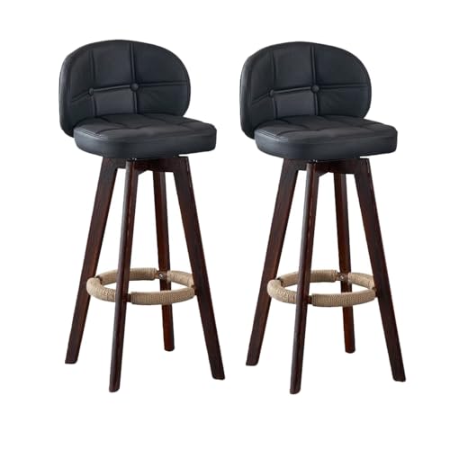 ACLFF Barhocker 2er Set, Drehbar Barstuhl mit Rückenlehne und Fußstütze, Küchenhocker mit Massivholzbeinen, Sitzhöhe 73 cm, Tragfähigkeit 180 kg, für die Küche, Esszimmer, Hausbar von ACLFF