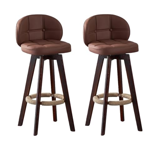 ACLFF Barhocker 2er Set, Drehbar Barstuhl mit Rückenlehne und Fußstütze, Küchenhocker mit Massivholzbeinen, Sitzhöhe 73 cm, Tragfähigkeit 180 kg, für die Küche, Esszimmer, Hausbar ACLFF Barhocker 2er Set, Drehbar Barstuhl mit Rückenlehne und Fußstütze, Küchenhocker mit Massivholzbeinen, Sitzhöhe 73 cm, Tragfähigkeit 180 kg, für die Küche, Esszimmer, Hausbar von ACLFF