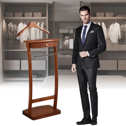 Herrendiener mit Aufhängern, Stummer Diener aus Massiv Holz mit Hosenbügel, Kleiderstange Stummer Diener mit Oberer Ablage, für Männer oder Damenkleidung Herrendiener mit Aufhängern, Stummer Diener aus Massiv Holz mit Hosenbügel, Kleiderstange Stummer Diener mit Oberer Ablage, für Männer oder Damenkleidung von ACLFF