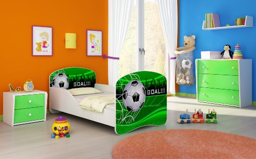 ACMA Kinderbett Jugendbett Komplett mit Einer Schublade und Matratze Lattenrost Weiß I (180x80 cm, 14 Goal !!!) von ACMA