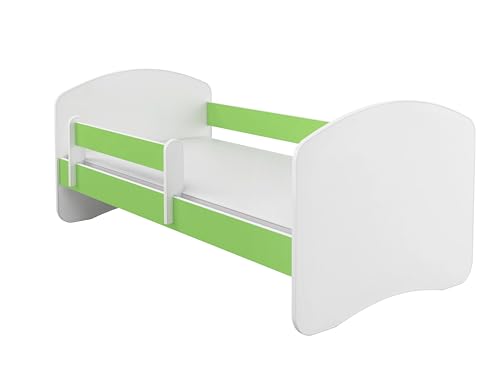 ACMA Kinderbett Jugendbett mit Einer Schublade und Matratze Weiß II (140x70 cm, Grün) von ACMA