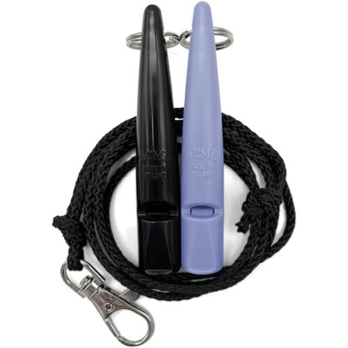 ACME Hundepfeife No. 211,5 mit Pfeifenband | Im Doppelpack | 2 Pfeifen inklusive 2 Bänder | Ideal für den Rückruf - Laut und weitreichend (Black + Violet) von ACME