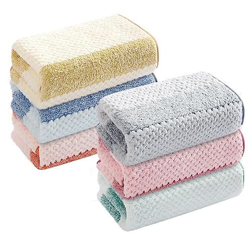 ACMEDE 6er Pack Handtücher Badezimmer 100% Baumwolle Zweifarbiges Patchwork Handtuch Set Ultra Weiche Gästehandtücher Haushaltstuch Kindertuch 34 * 70cm Perfekt für den Täglichen Gebrauch von ACMEDE