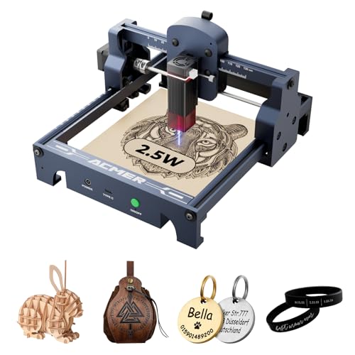 ACMER S1 Mini Laser Graviermaschine, 2500 mW Hochpräzision Laser Gravur Gerät, 130 x 130 mm Arbeitsfläche, ideal für DIY-Lasergravlerer auf Holz, Metall, Acryl und Leder, DIY-Laserschneider, Blau ACMER S1 Mini Laser Graviermaschine, 2500 mW Hochpräzision Laser Gravur Gerät, 130 x 130 mm Arbeitsfläche, ideal für DIY-Lasergravlerer auf Holz, Metall, Acryl und Leder, DIY-Laserschneider, Blau von ACMER
