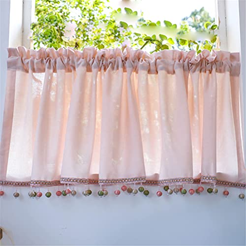 ACMHNC 1er Pack Scheibengardine Kinderzimmer Kurzvorhang Voile Küchenvorhang Kurzstore Sheer Gardine Kleinfenster Fensterdekorationen,Rosa,W x H 100x60cm von ACMHNC