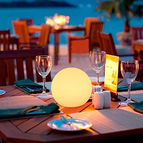 ACMHNC Aufladbare LED Restaurant Tischlampe Dimmbar Mit Fernbedienung, Ball Weiß Akku Tischleuchte Batteriebetrieben, 16 Farbwechsel Kabellos Outdoor Tischleuchte, Schreibtischlampe Esszimmer,12cm von ACMHNC