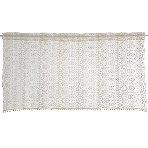 ACMHNC Häkelgardine Landhausstil Kurz Vorhang für Küche Vintage Aushöhlen Häkeln Vorhang Spitze Scheibengardine Romantisch Heimdekoration 1 Stück,Beige,120cm x 120cm /47"*47" von ACMHNC