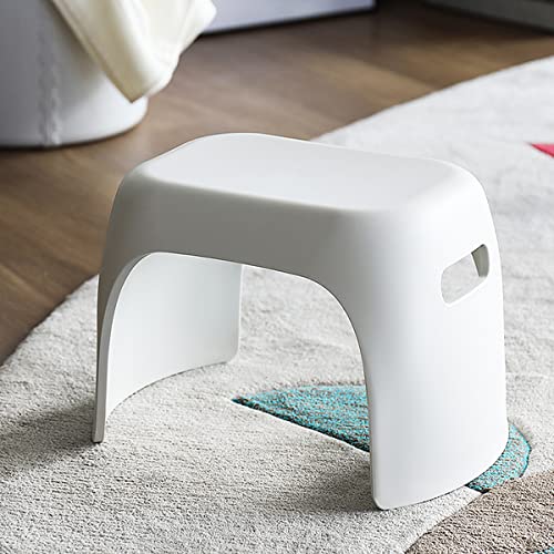 ACMHNC Hocker Kunststoff Stapelbar, Badhocker für die Dusche Weiss Tragbar Schemel Kinder Bad, Platzsparend Kinder Hocker Schreibtisch mit rutschfeste Matte, Hocker Niedrig für Küche Badezimmer von ACMHNC