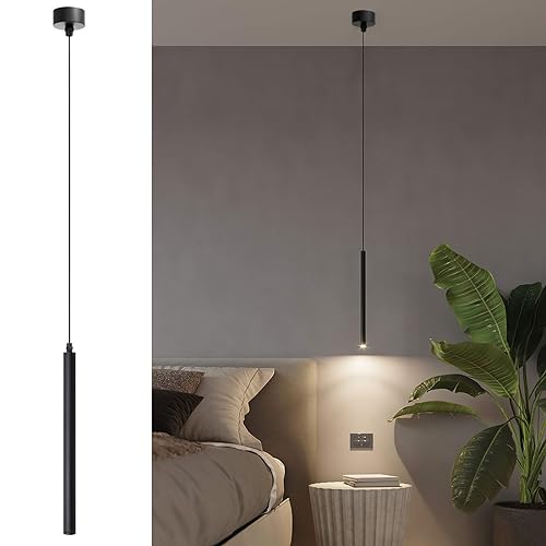 ACMHNC LED Pendelleuchte, Zylinder Hängelampe für Wohnzimmer Nachttisch Esszimmer, Moderne Deckenlampe Pendellampe Höhenverstellbar, Warmweiß Hängeleuchte Schlafzimmer, 30cm von ACMHNC