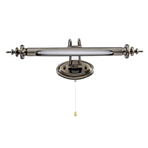 ACMHNC LED Vintage Spiegelleuchte Bad Mit Schalter, Retro Badlampe IP44 Spiegellampe Badezimmer,4000K Wandleuchte Mit Zugschalter, 240 ° Einstellbar Schranklampe Arc Arm Bilderleuchte,45cm/7w von ACMHNC