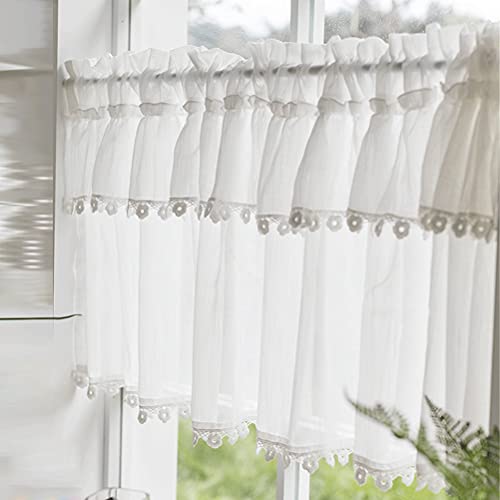 ACMHNC Scheibengardine Modern Küche Gardine Kurzstore Gardine Landhausgardine Transparent Voile Kurzvorhang Weiß Bistrogardine 1 Stück,Weiß,W x H 150 x 70 cm von ACMHNC