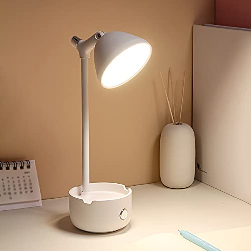 ACMHNC Schnurlose Schreibtischlampe Leselampe USB Aufladbar 1200mAh Dimmbar Touchtischlampe Wohnzimmer Modern Ohne Kabel Nachttischlampe mit Ladefunktion, Tischleuchte Led mit Handyhalterung,Weiß von ACMHNC