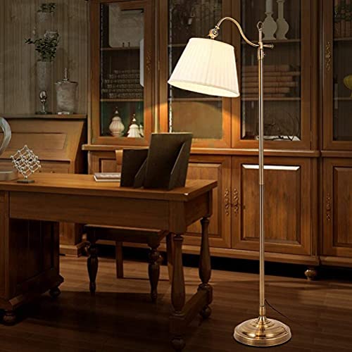 ACMHNC Stehleuchte Wohnzimmer Vintage Stehlampe Dimmbar Mit Fernbedienung, klassische 12W E27 Wohnzimmerlampe mit Stoff Lampenschirm, Nostalgie Bronze Standleuchte für Schlafzimmer Arbeitszimmer von ACMHNC