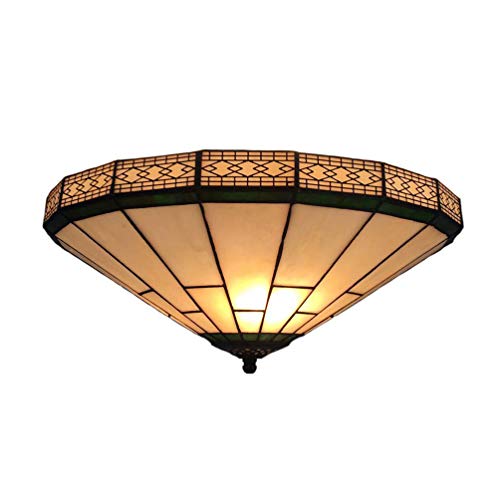 ACMHNC Tiffany Stil Deckenlampe Küche,Retro Wohnzimmer Deckenleuchte E27 Handgemacht Vintage Deckenleuchten Für Schlafzimmer Esszimmer Flur Hotel Balkon Badezimmer Deckenbeleuchtung,34CM von ACMHNC