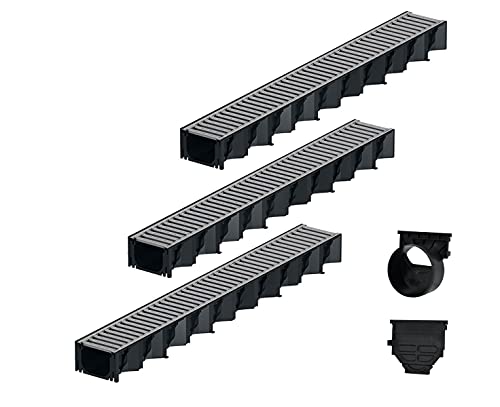 3x1m ACO Hexaline 2.0 Entwässerungsrinne Stegrost Stahl verzinkt Ablauf horizontal Bodenrinne Terrassenrinne von ACO Polymer Products