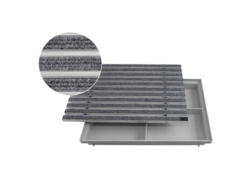 ACO 600x400 Fußmatte Rips hellgrau mit Bodenwanne Vario Light Schuhabstreifer Abtreter von ACO