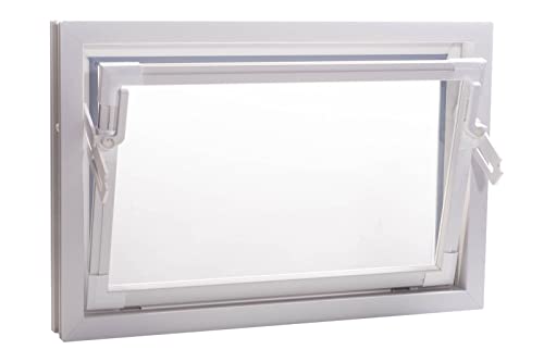 ACO 60cm Nebenraumfenster Kippfenster Einfachglas Fenster weiß Kellerfenster, Größe:60 x 50 cm von ACO