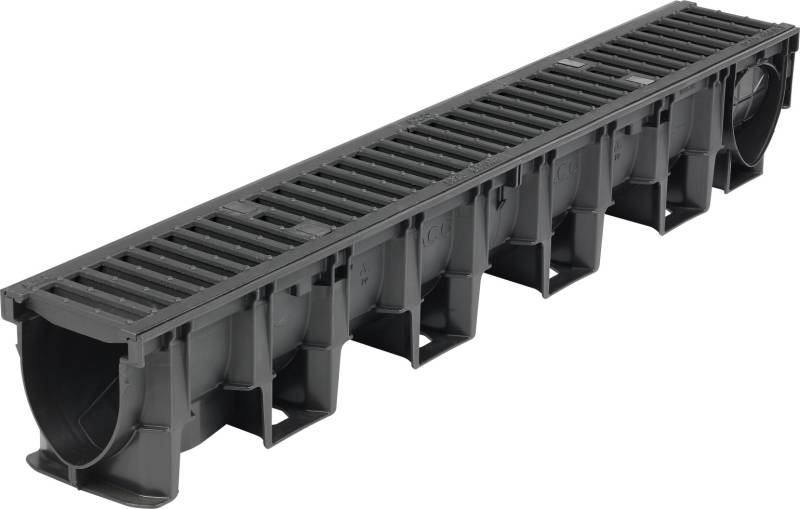 ACO Galaline Entwässerungsrinne Set Kunststoff 1 m schwarz von ACO