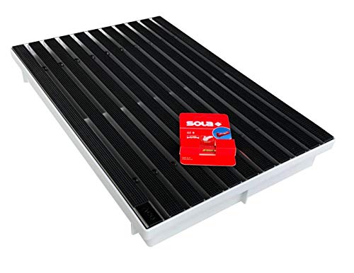 ACO Schmutzfangmatte 60 x 40 Gummi schwarz mit Vario Light Bodenwanne und Schnurwasserwaage von ACO