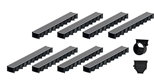 8x1m ACO Hexaline 2.0 Entwässerungsrinne Stegrost Stahl verzinkt Ablauf horizontal Bodenrinne Terrassenrinne von FOXCUP