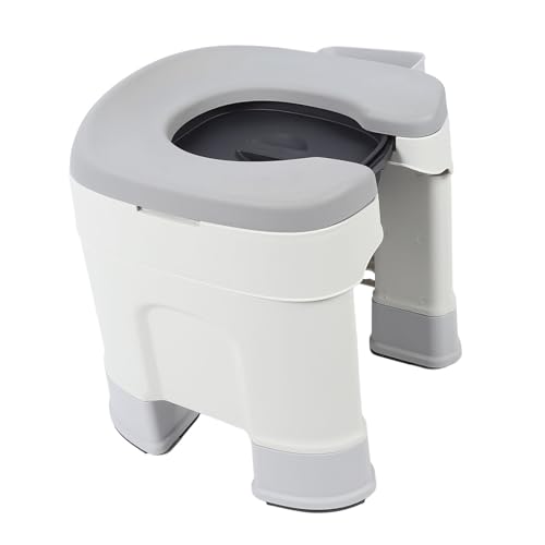 ACOGEDO Adult Tragbare Toilette mit Bequemem Pu -Kissen für Schlafzimmer und Innennutzung - Ideal für ältere und Schwangere Frauen Zusammenklappbares Design in Robustem PP Material, Blau, Blau (GREY) von ACOGEDO
