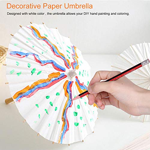 ACOGEDO Eleganter Weißer Papierschirm Parasol für Hochzeiten und DIY Handmale - Vintage Decorative Design mit Fester Holzrippe von ACOGEDO