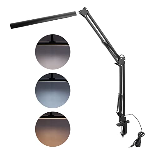 ACOGEDO Eye Coring Swing Arm Desk Lampe mit Klemme - LED -Architektenschreibtisch Licht für Nagelkunst Tattoo, 10 Levels Dimmen und 3 Farben Schalten, Faltbar und Rotatable von ACOGEDO