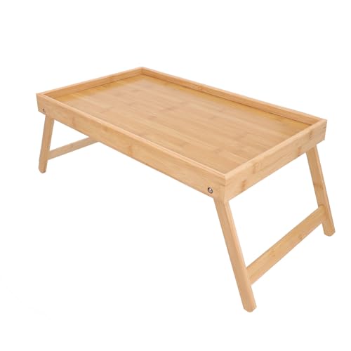 ACOGEDO Faltbare Frühstücksbetttischschale mit Klappbeinen Holz -Servierfach für Sofa und Bettgebrauch - Tragbarer Snack und Laptop Tabelle von ACOGEDO