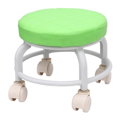 ACOGEDO Green Rolling Stool mit Ergonomischem Design und PU -Leder für Zuhause und Büro - Tragbarer Schwenkhocker mit 360 Grad Rädern für Salon und Fitnesscenter von ACOGEDO