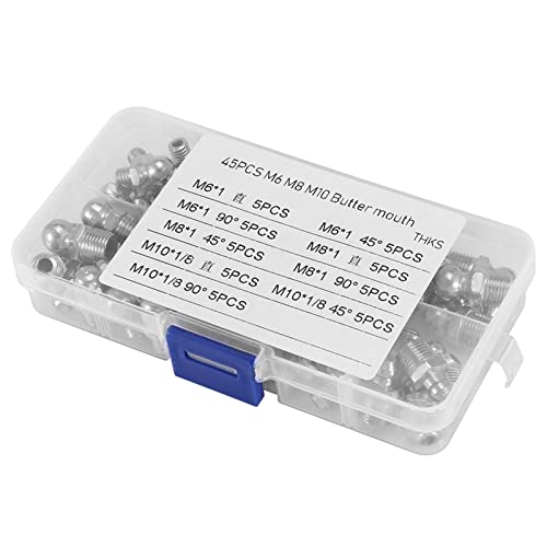 ACOGEDO Messing -Zerk -Fettnippel Sortiments Kits 45pcs M6/M8/M10 Haltbares Metall Zur Mechanischen Schmierung Kompatibel mit Heißluftpistolen und Elektrischen Elementen ACOGEDO Messing -Zerk -Fettnippel Sortiments Kits 45pcs M6/M8/M10 Haltbares Metall Zur Mechanischen Schmierung Kompatibel mit Heißluftpistolen und Elektrischen Elementen von ACOGEDO