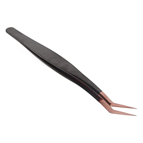 ACOGEDO Präzisionswimperverlängerung Pinzetten aus Edelstahl mit Ergonomischem Griff für Volumen Falsches Wimpernanwendung, Roségoldfarbe Leicht Gekrümmtes Design für Salongebrauch (Goldene Feder von ACOGEDO