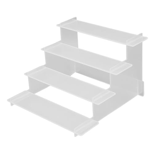 ACOGEDO Premium 4 -Tier -Display Regal für Multi Tier Displayständer, Langlebige, Verdickte Kunststoffkonstruktion, Ideal für Salon und Dessertgeschäftsgebrauch Weiß (White) von ACOGEDO