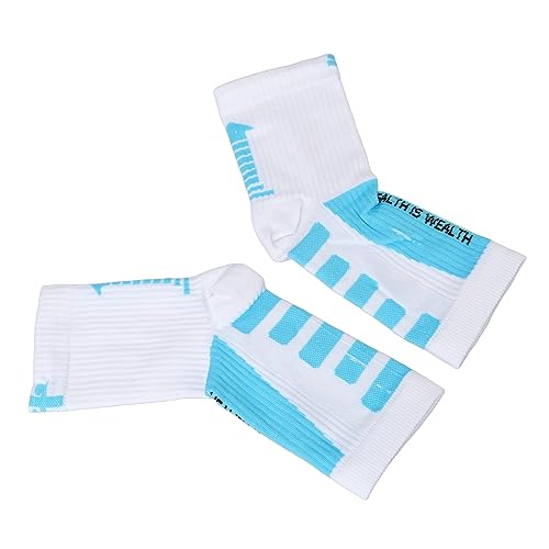 ACOGEDO Verbesserte Komprimierungsport -Fersen -Socken für den Schutz von Knöchel Unterstützende Fußhülle für Sportler in Weiß und Blau Ideal für Laufen, Training und Tägliche Verwendung (Weiß und von ACOGEDO