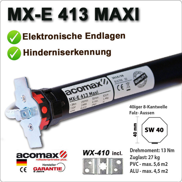 ACOMAX Rohrmotor MX-E-413 Maxi 13Nm - 230V / 50HZ von ACOMAX